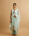 Blue Viscose Straight Suit with Zardosi Work